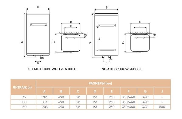 Atlantic Steatite Cube WI-FI ES-VM 75 S4 C2 WD (2400W) silver 12